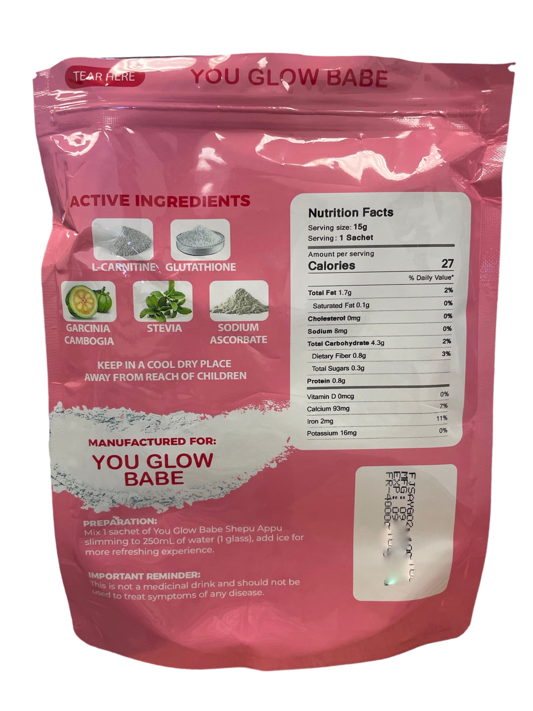 You Glow Babe BEAUTY WHITE 4 in 1 Glutathione & Shape Up Shepu Appu Juice Bundle