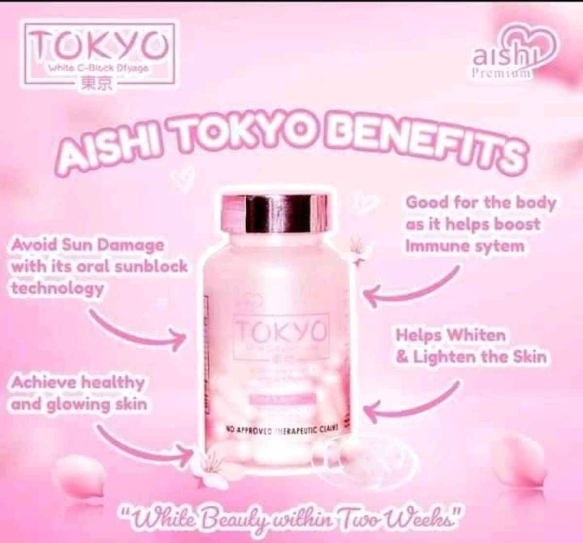 Aishi Premium Tokyo Glutathione Capsules with White C-block dyfage