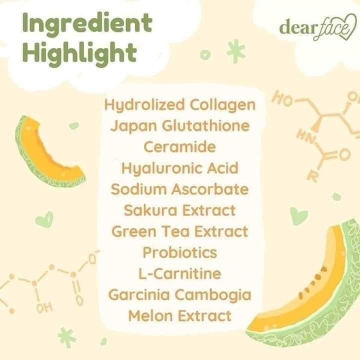2 Packs Dear Face Beauty Milk Japanese Collagen MELON & STRAWBERRY Drink - 50,000mg Hydrolyzed Collagen
