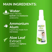 Deonat Aloe Mineral Deodorant Spray ingredients Alum and aloe