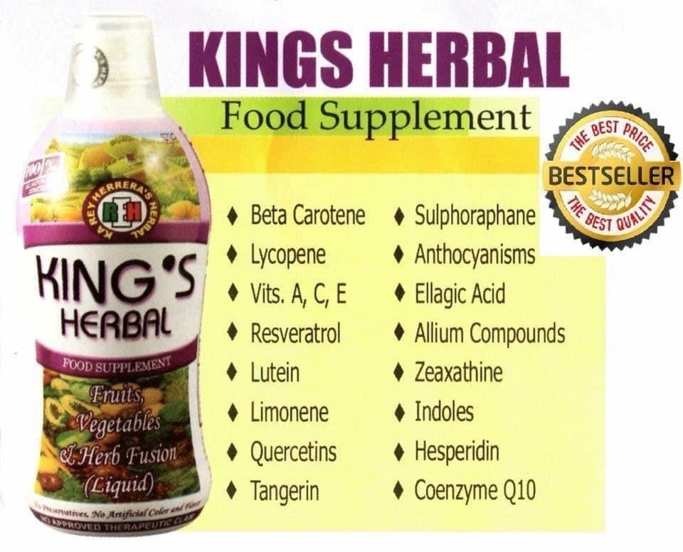 4 Bottles KINGS HERBAL Fruits Vegetables & Herb Fusion Food Supplement 1000ml 100% Organic