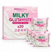 KEISHA White Skin Naturals Milky GlutaWhite Premium Soap 70g 10 Bars for gentle everyday body cleansing and a fresh skin feel.