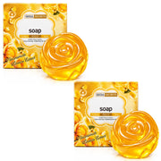 2 Bars Seoul Secrets Golden Mild Rose Soap with licorice extract for gentle face and body cleansing.