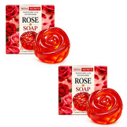 2 Bars Seoul Secrets Rose Soap with tranexamic acid and niacinamide in a gentle cleansing formula.