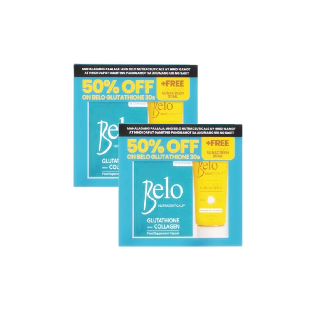 Belo Bundle – Glutathione with Collagen Capsules (30 Count) + Sunscreen 30ml