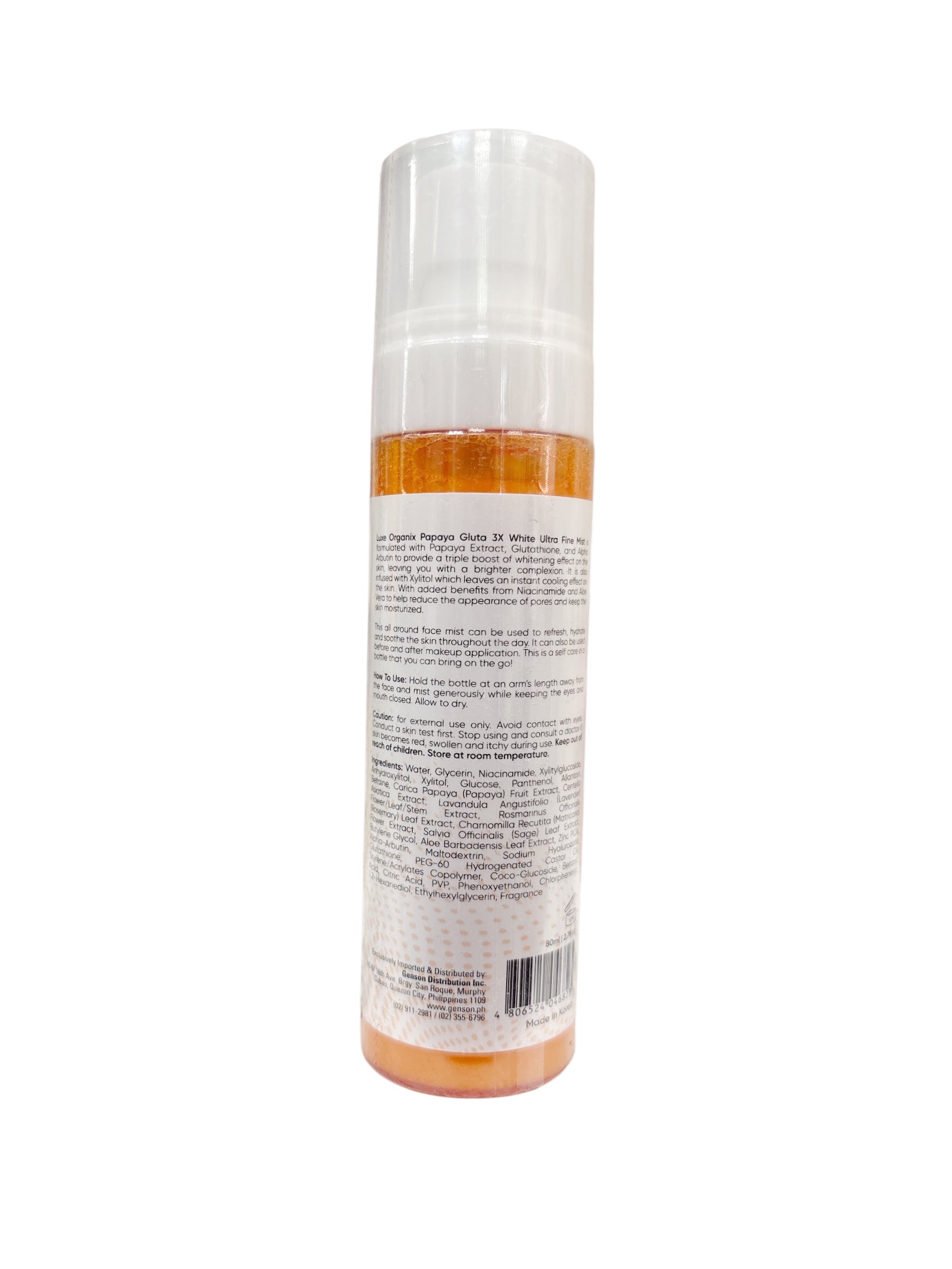 Luxe Organix Papaya Gluta Face Mist 80ml | Hydrating & Soothing Ultra Fine Mist with Papaya Extract, Niacinamide & Aloe Vera