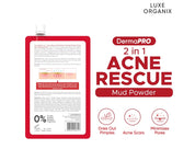 LUXE ORGANIX 2 in 1 Acne Rescue Mud Powder - Overnight Pimple Drying Treatment (9g) - Unclogs Pores & Controls Excess Sebum