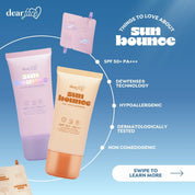 Dear Face Sun Bounce Daily Sunscreen Twin Pack with Dewfense® Technology - Broad Spectrum UVA+UVB Protection (30ml x 2) - Non-Comedogenic & Hypoallergenic