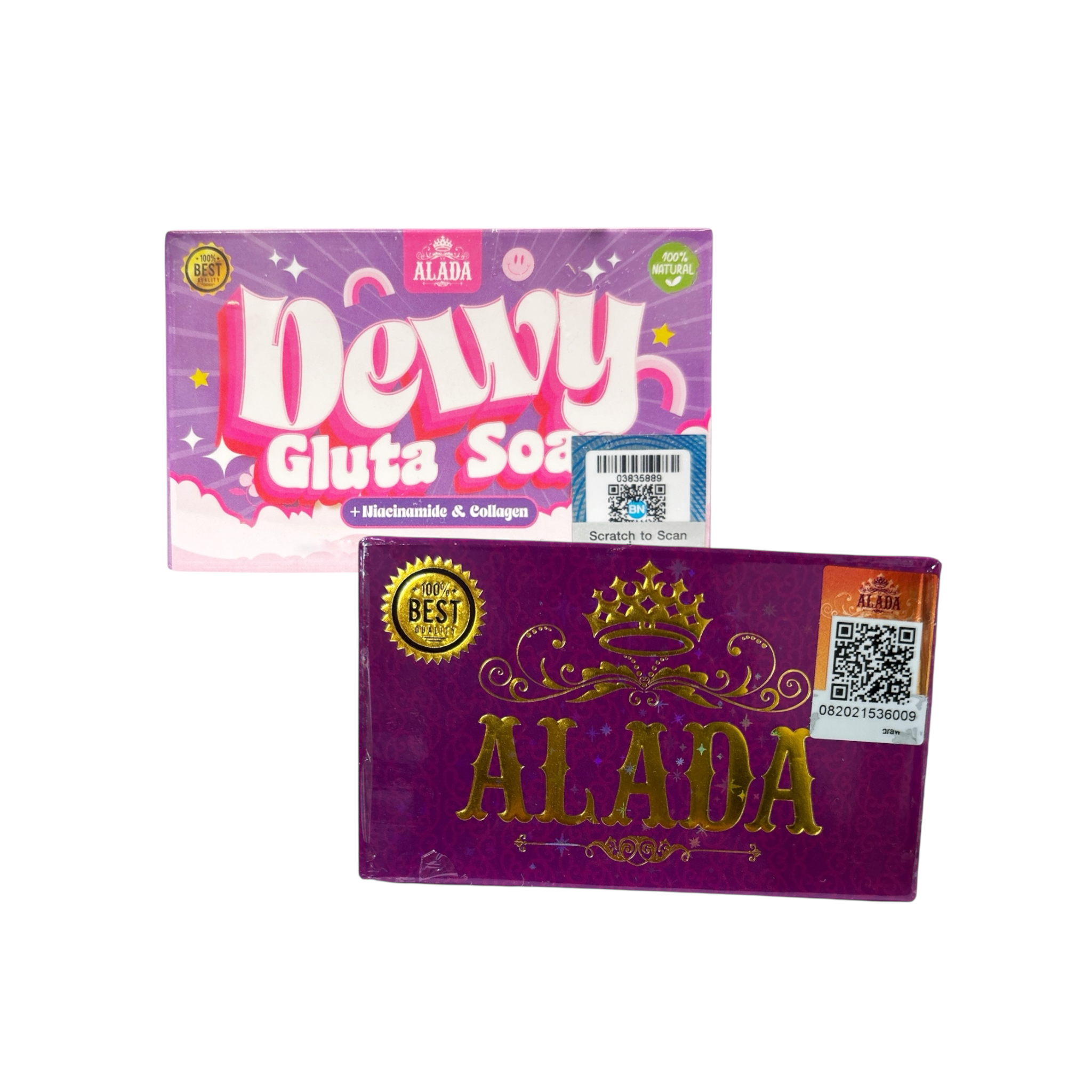 ALADA NATURAL Dewy Gluta Soap 70g with Niacinamide & Collagen - Alada Soap Premium Skin Nourishing Bar 160g Bundle - Hydrating & Revitalizing Cleanser