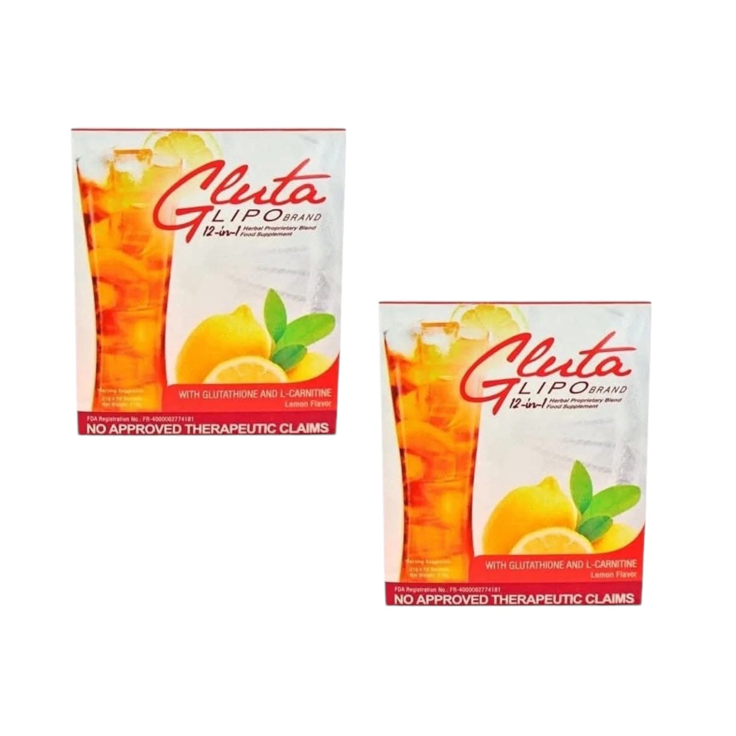 2 Boxes GlutaLipo Gluta Lipo Juice 12-in-1 Herbal Blend, 10-Sachets