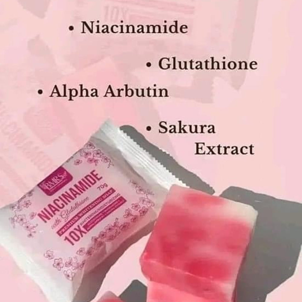 3 Bars BMRS Niacinamide with Glutathione Premium Brightening Soap, 70g each