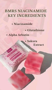 3 Bars BMRS Niacinamide with Glutathione Premium Whitening Soap, 70g each