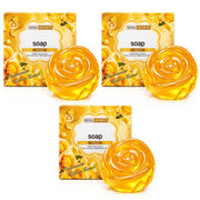 3 Bars Seoul Secrets Golden Mild Rose Soap creates a creamy foam for a smooth and refreshing daily cleanse.