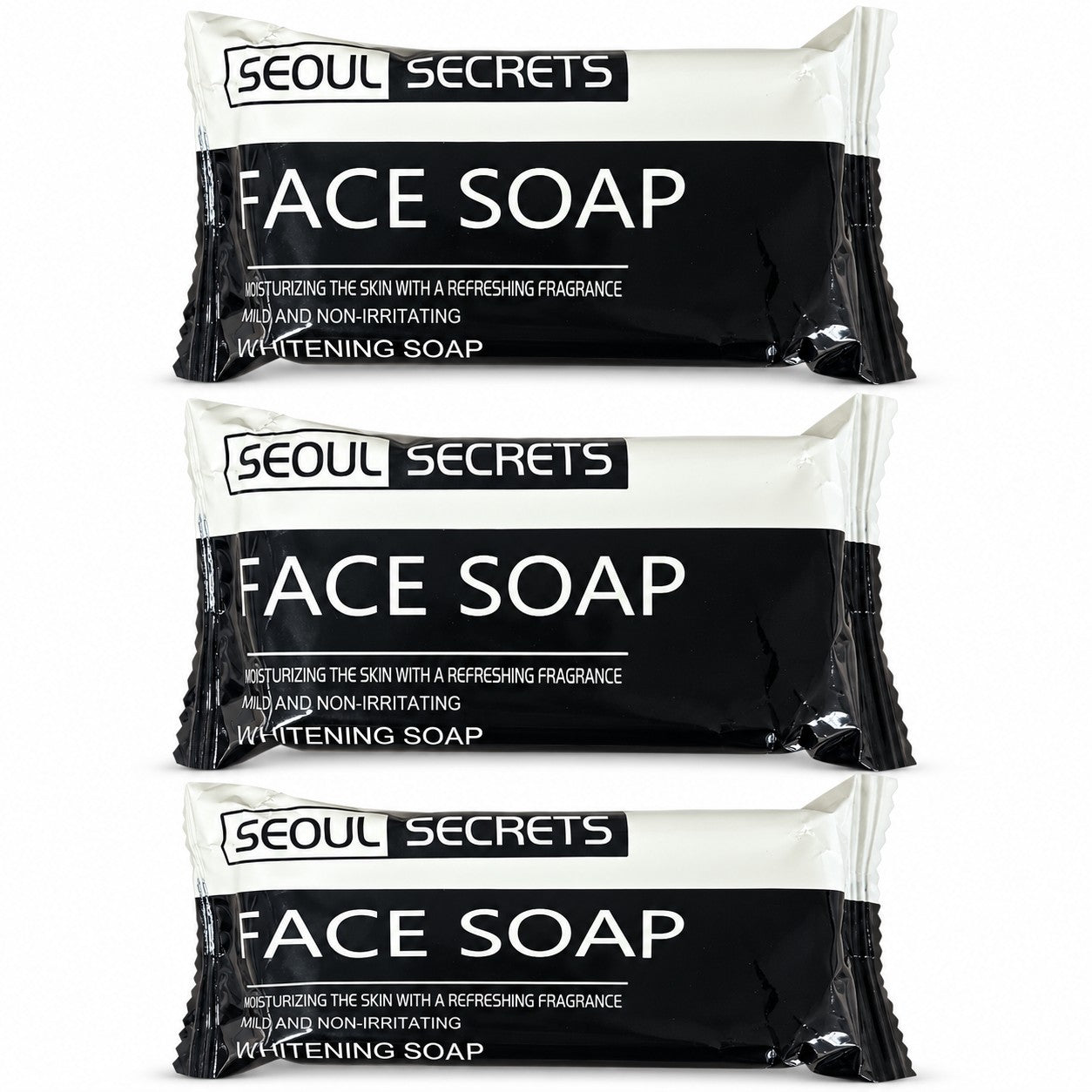 3 Bars Seoul Secrets Moisturizing Face Soap 70g with Shea Butter to support soft and comfortable-feeling skin.