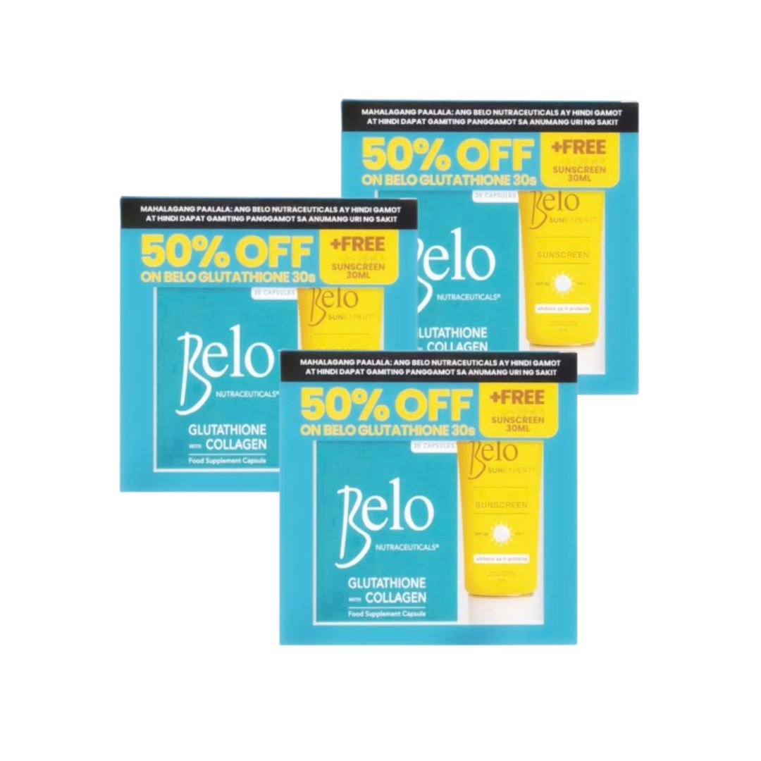 Belo Bundle Glutathione with Collagen Capsules (30 Count) + Sunscree D Nelson Enterprises Belo Bundle Glutathione with Collagen Capsules (30 Count) + Sunscree D Nelson Enterprises