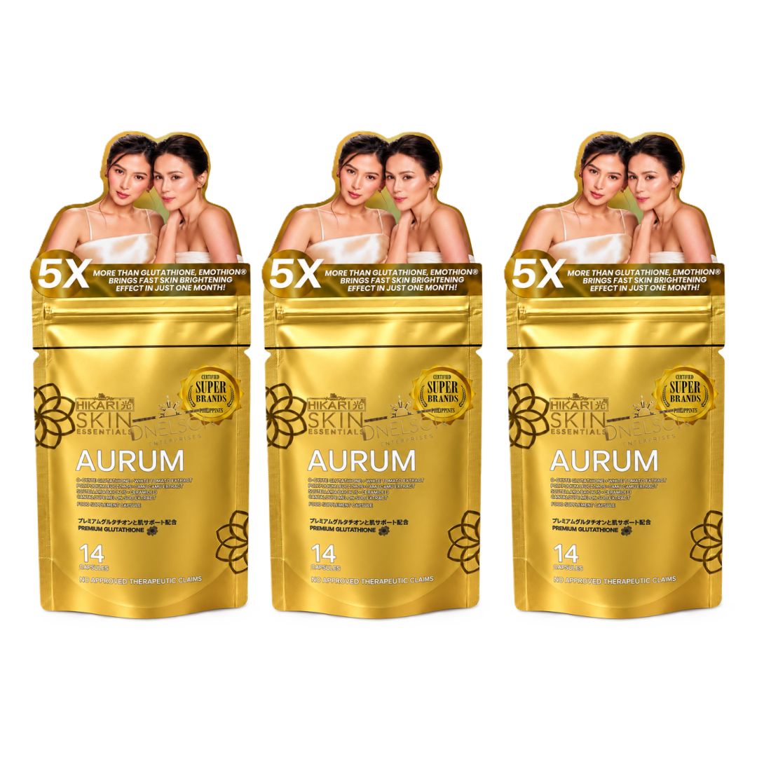 Hikari Aurum formula featuring S-acetyl glutathione in food supplement capsules.