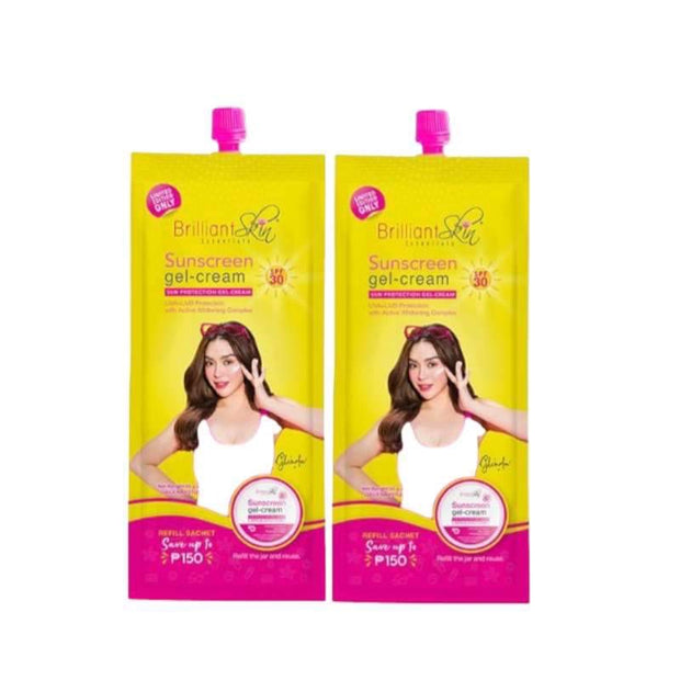 2 Sachets Brilliant Skin Essentials Sunscreen Gel-Cream- Limited Edition, 50g Each