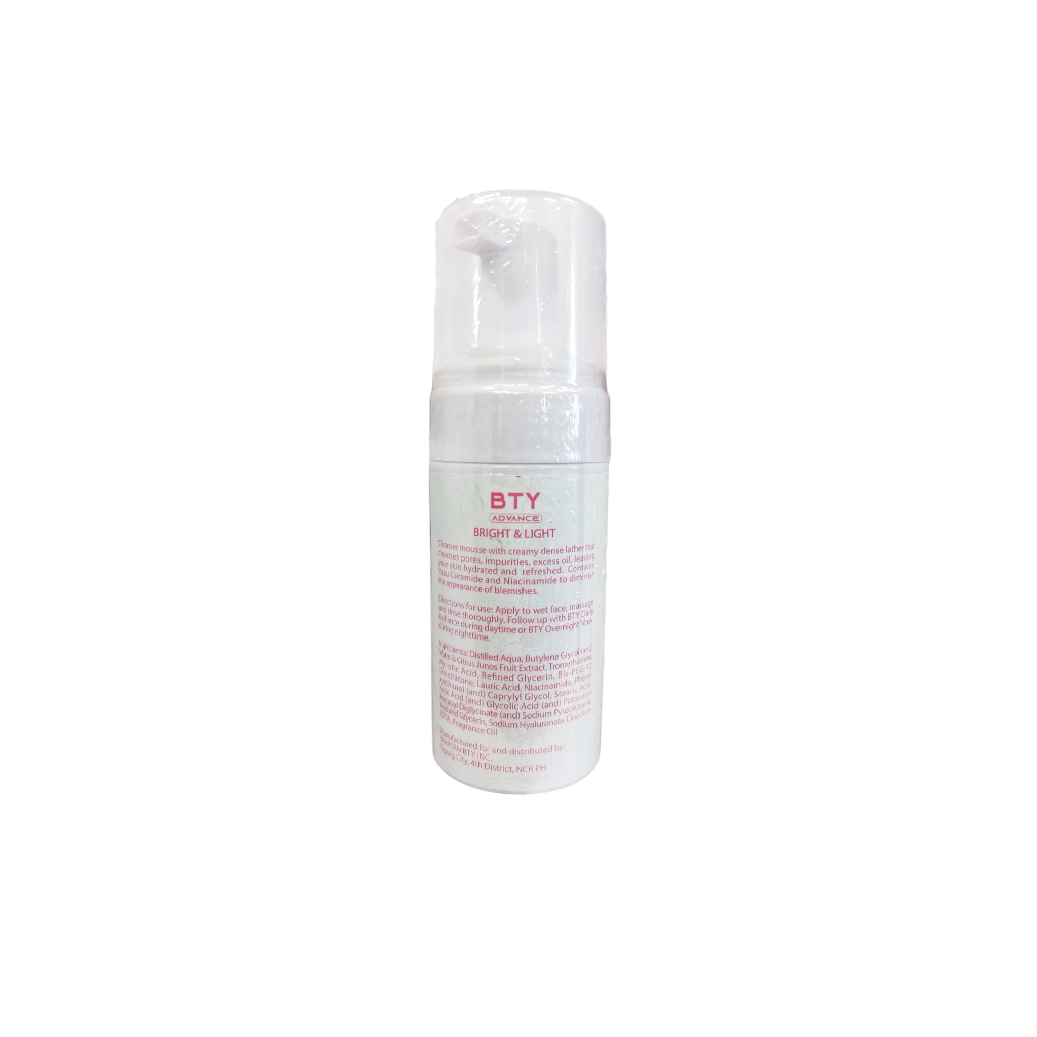 BTY ADVANCE BRIGHT & LIGHT Amino Gentle Cleansing Mousse with Yuzu Ceramide & Niacinamide - 100ml