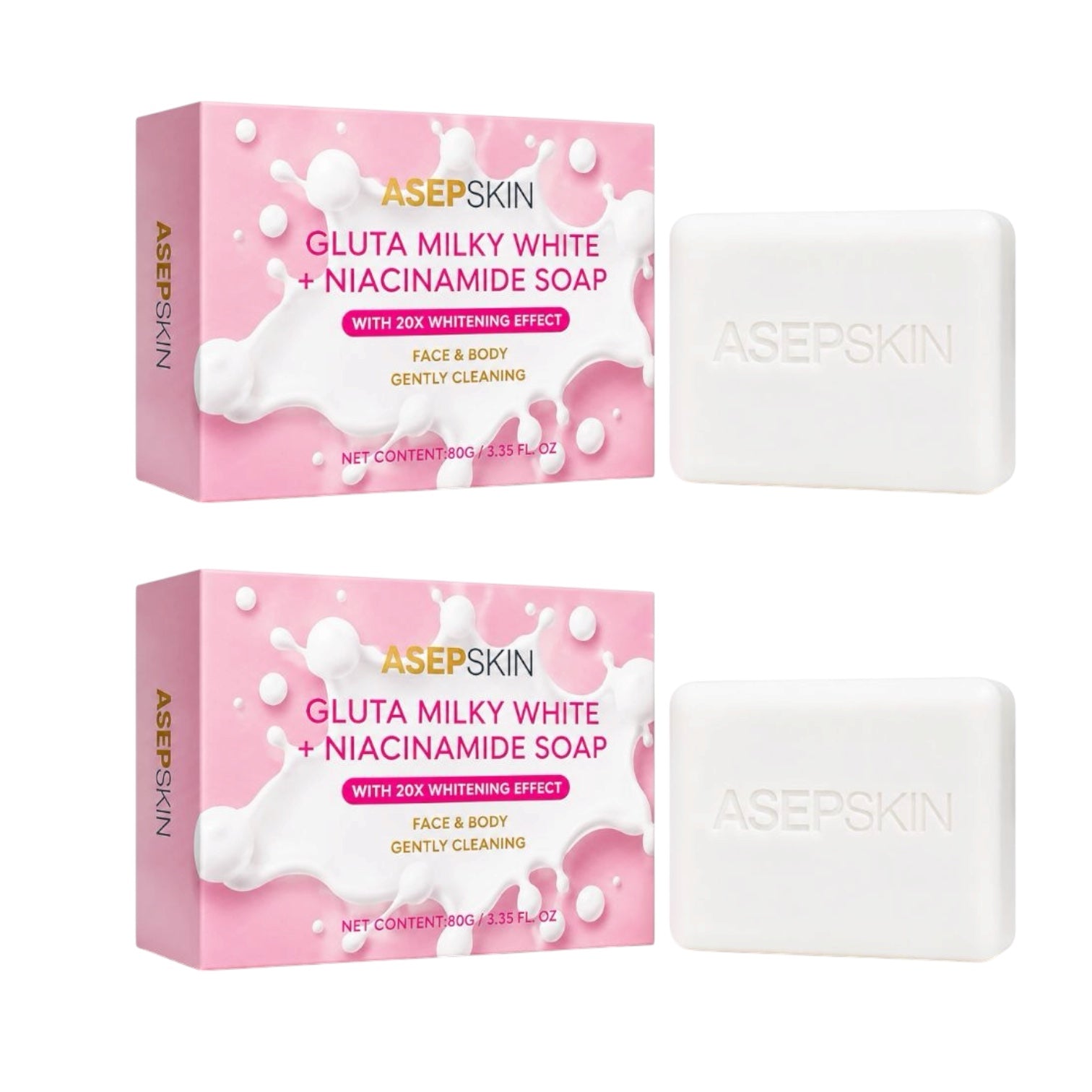 ASEP SKIN Gluta Milky + Niacinamide Face & Body Soap, 80g