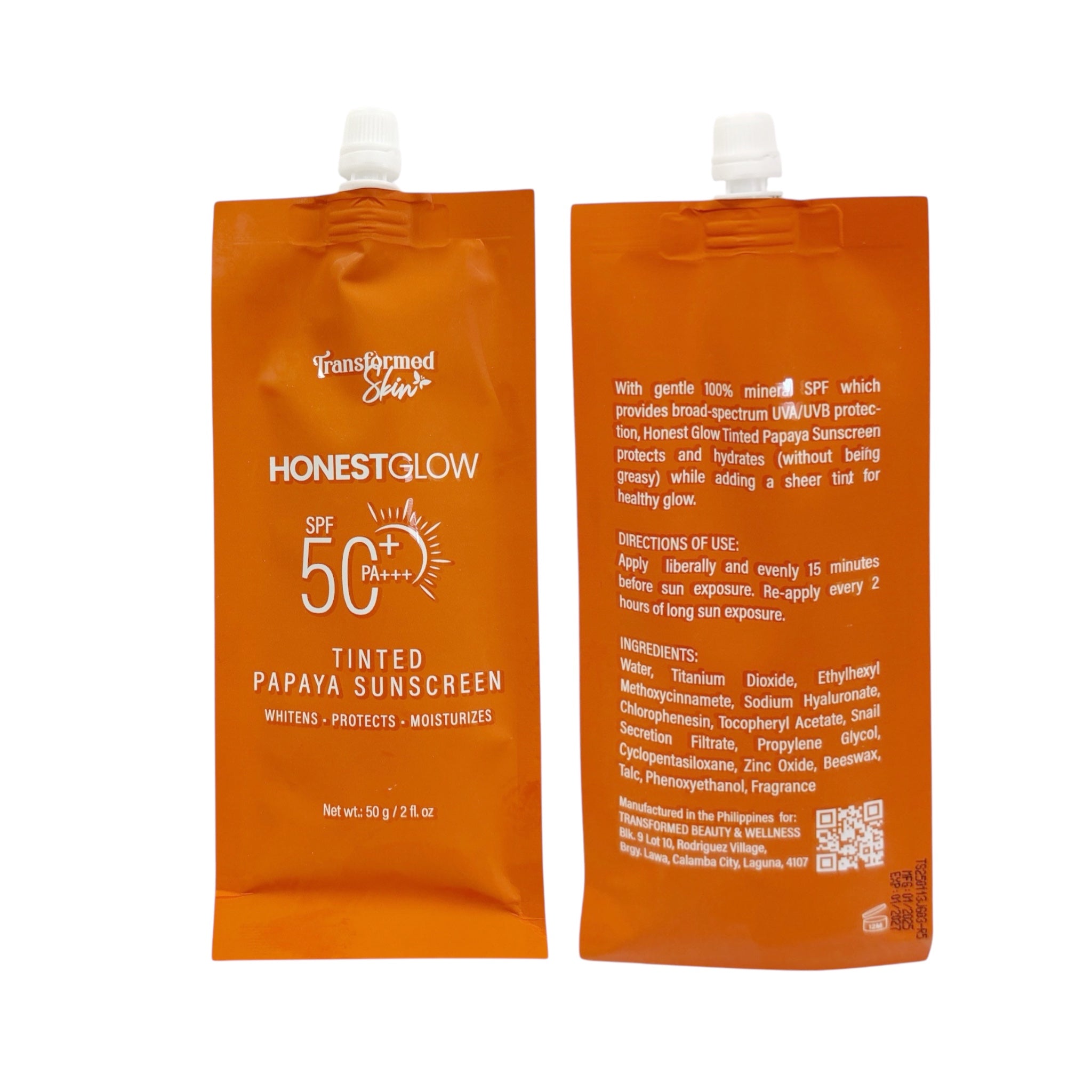 Transformed Skin HonestGlow Tinted Papaya Sunscreen SPF 50 PA+++, 50g