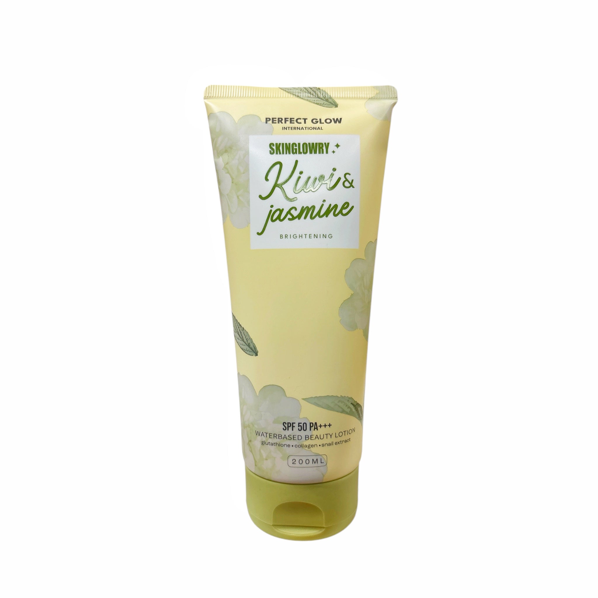 PERFECT GLOW INTERNATIONAL SKIN GLOWRY Kiwi Jasmine Water-Based Beauty Lotion with SPF 50 PA+++ | Infused with Glutathione, Collagen, Snail Extract & Vitamin C | 200ML