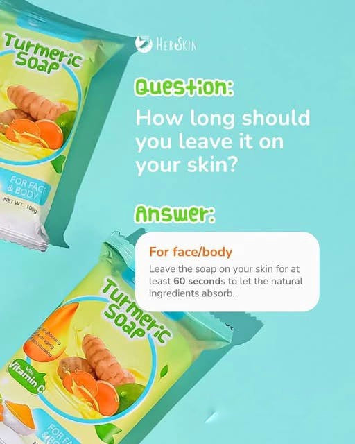 2 Bars Her Skin Turmeric Soap with Vitamin C – Brightening, Anti-Aging & Moisturizing for All Skin Types (100g)