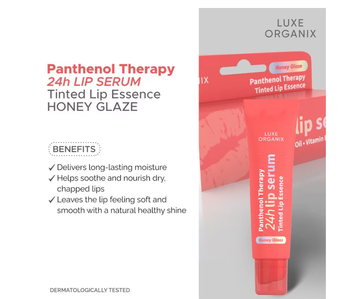 LUXE ORGANIX Panthenol Therapy 24H Lip Serum Tinted Lip Essence HONEY GLAZE 10G