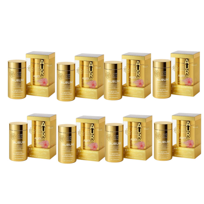 8 Bottles Hikari Skin Essentials AURUM S-Acetyl Glutathione Antioxidant Complex 8 Bottles for Daily Beauty Support