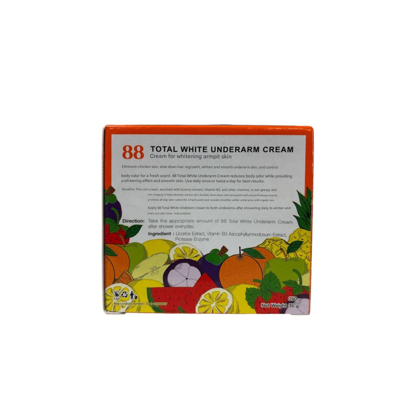 88 Total White Underarm Cream with botanical extracts for soft, nourished underarms