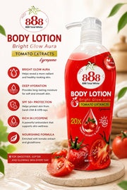 888 Total White Body Lotion Bright Glow Aura 500ml non-greasy hydrating formula for smooth and comfortable feel