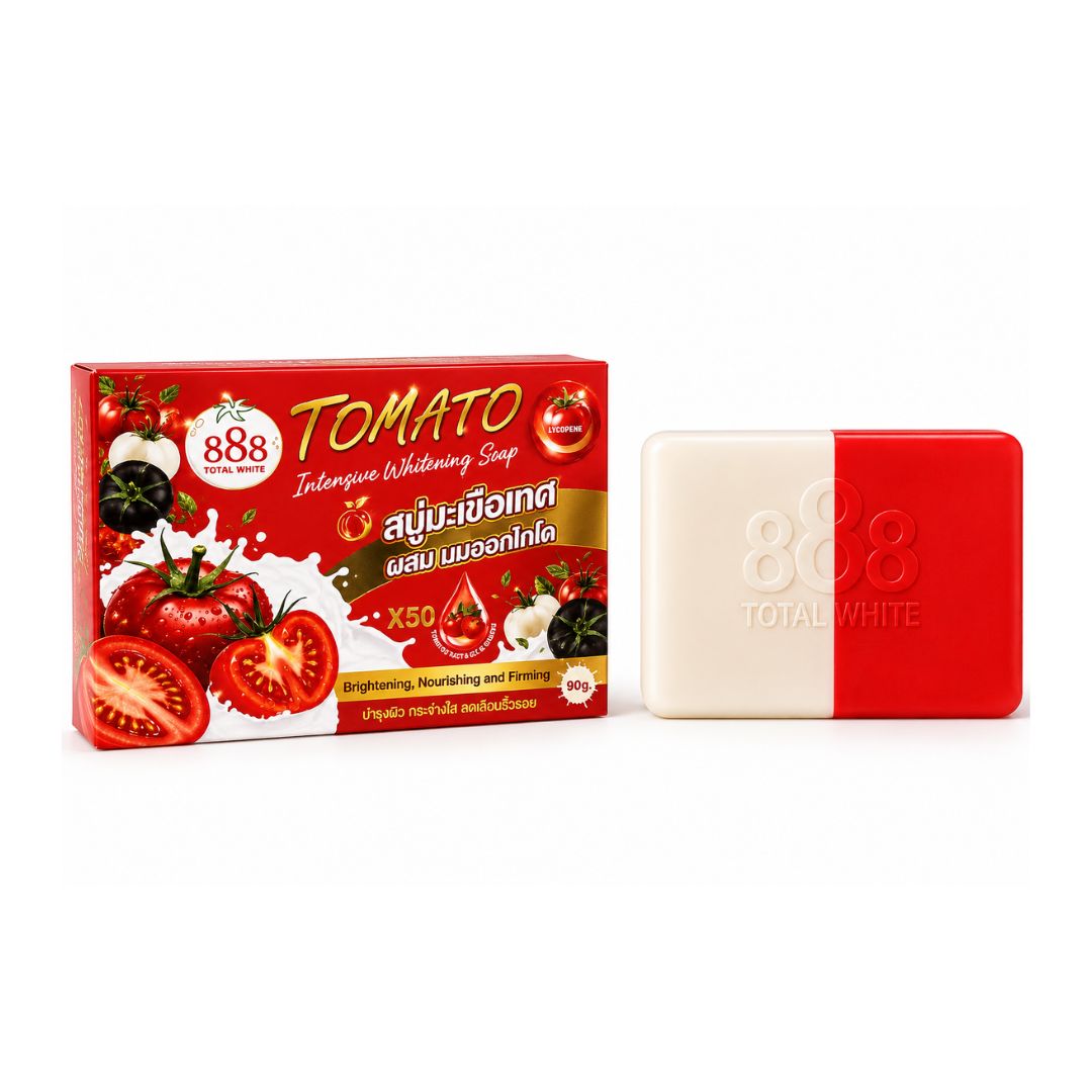888 Total White Tomato Intensive Soap Bar with Lycopene and Tomato Extract for Daily Face and Body Care