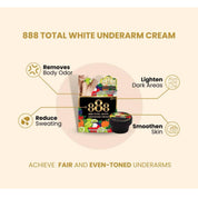 888 Total White Underarm Cream 35g - Reduces Body Odor and Sweating