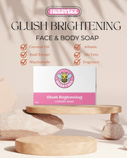 HubbyBee Skin’s Glush Luxury Face & Body Soap – Deep Hydration, Moisture-Lock Formula with Coconut Oil, Niacinamide, Snail Extract & Arbutin – 135g Bright Glow Skin Bar for Smooth, Supple Complexion
