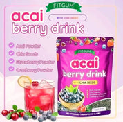 FITGUM Acai Berry Drink Powder with Chia Seeds – 10 Sachets