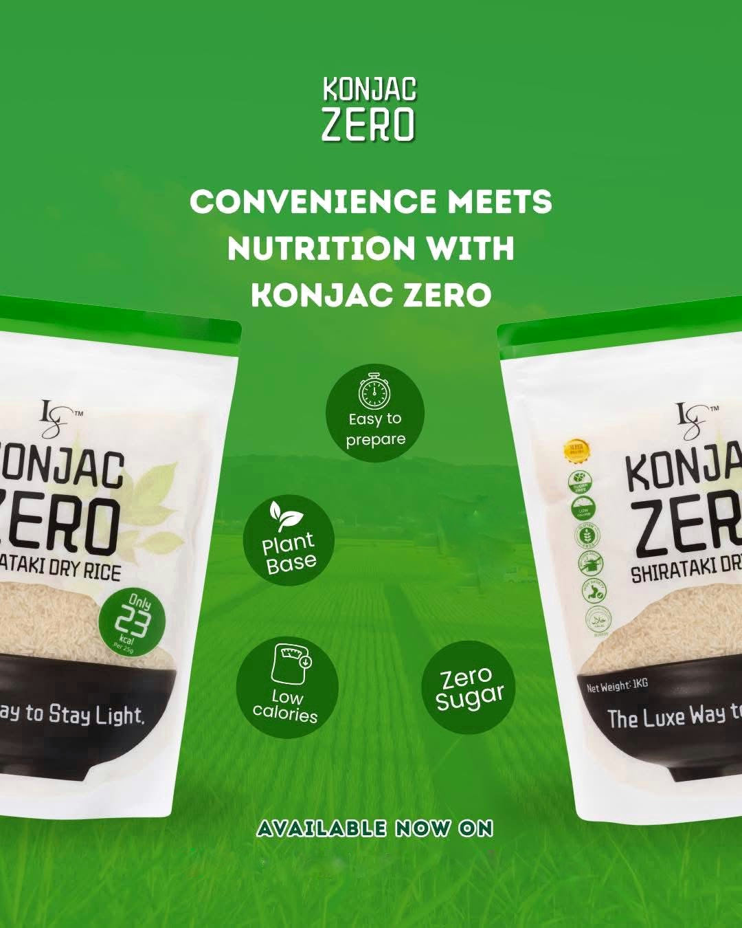 Luxe Slim Konjac Zero Shirataki Dry Rice 500g – Low-Calorie Rice Alternative, Sugar-Free, Gluten-Free, Keto-Friendly, Made with Konjac Root Fiber