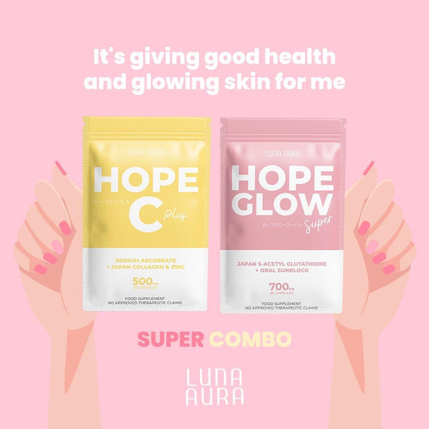 Glowing Skin Super Combo: Luna Aura HOPE GLOW Super 700mg & HOPE C