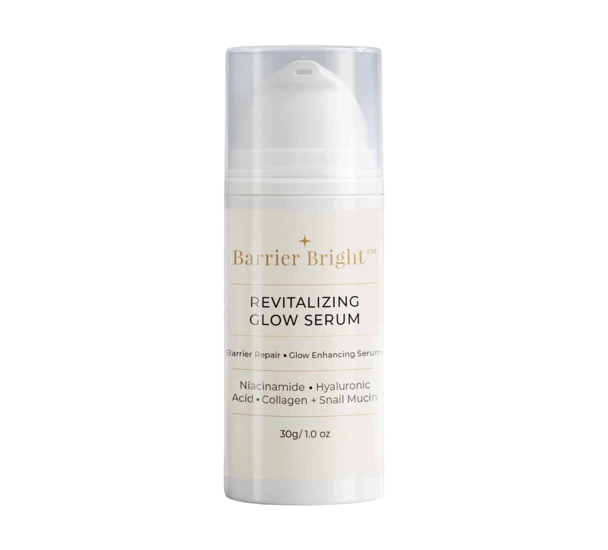 Barrier Bright™ Revitalizing Glow Serum – Lightweight Hydrating Serum with Niacinamide, Hyaluronic Acid, Collagen & Snail Mucin | Barrier Support + Smooth-Looking Skin (30g)