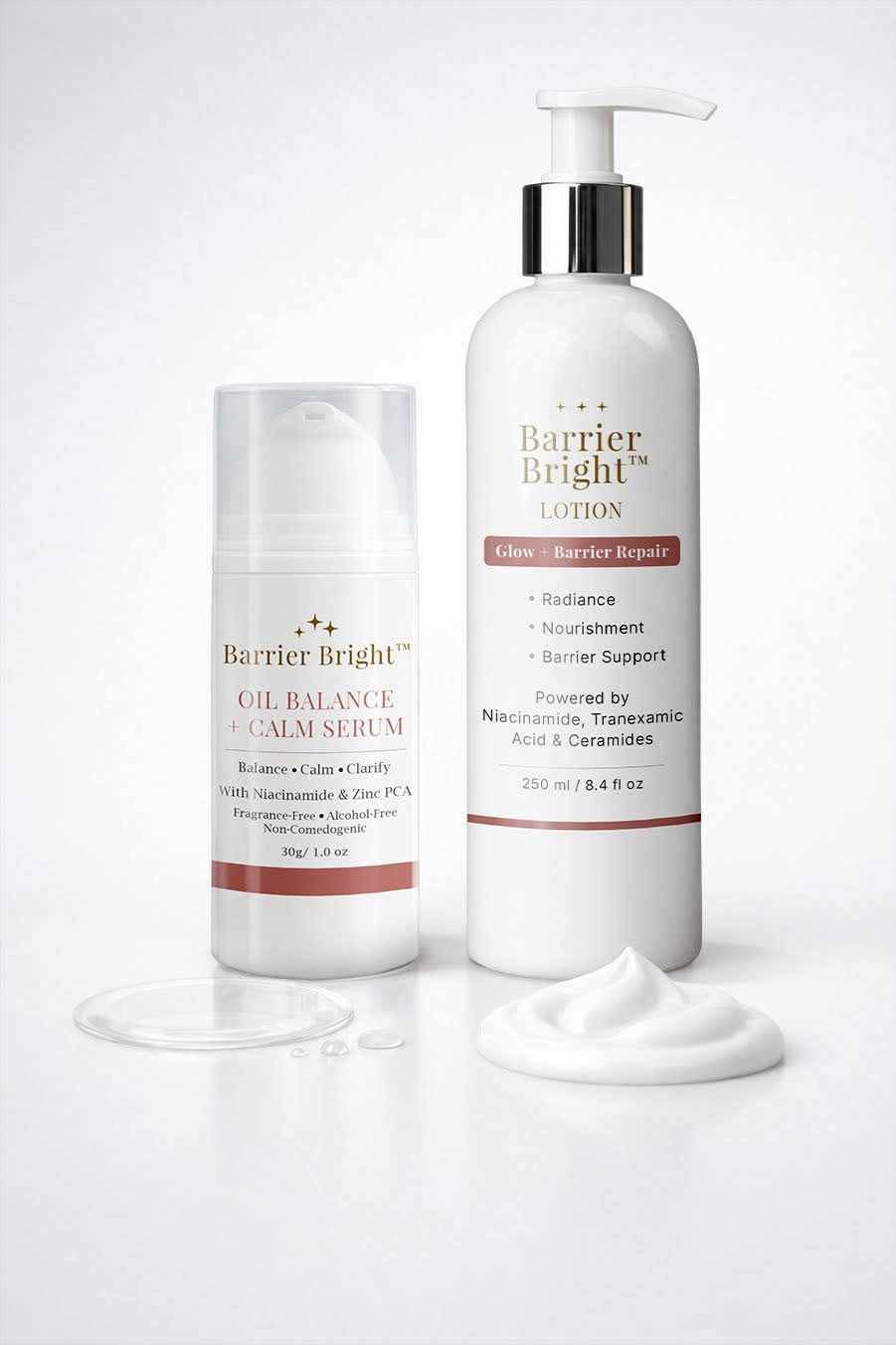 Barrier Bright™ Oil Control Duo – Barrier Repair Lotion 250ml + Oil Balance Calm Serum 30g | Lightweight Hydration + Shine Control for Oily & Acne-Prone Skin