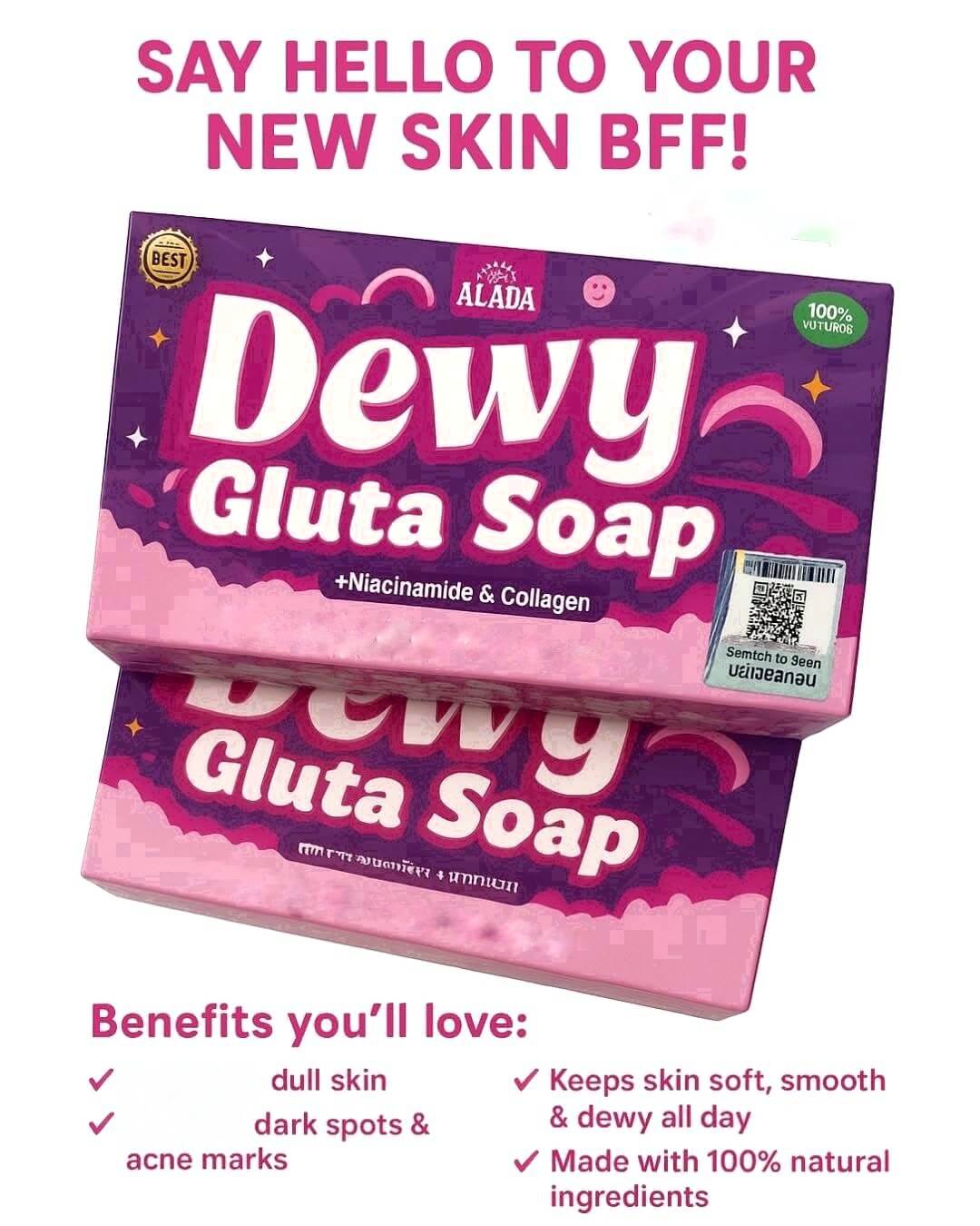 ALADA Natural Dewy Gluta Soap 70g with Niacinamide and Collagen for hydrating use
