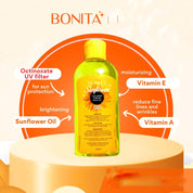 BONITA Sunflower Collagen Firming Body Oil SPF 30 - 100ml, Hydrating & Softening Body Moisture Oil with Vitamin A & Squalane
