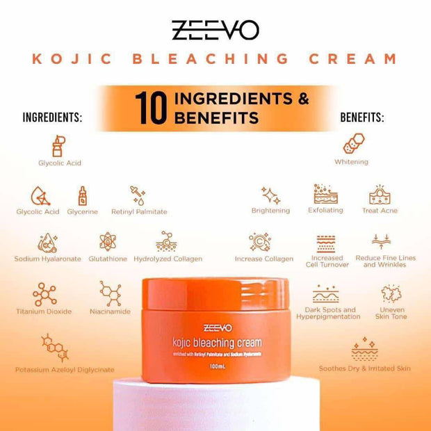 Zeevo Kojic Bleaching Cream for Face and Body - 100ml