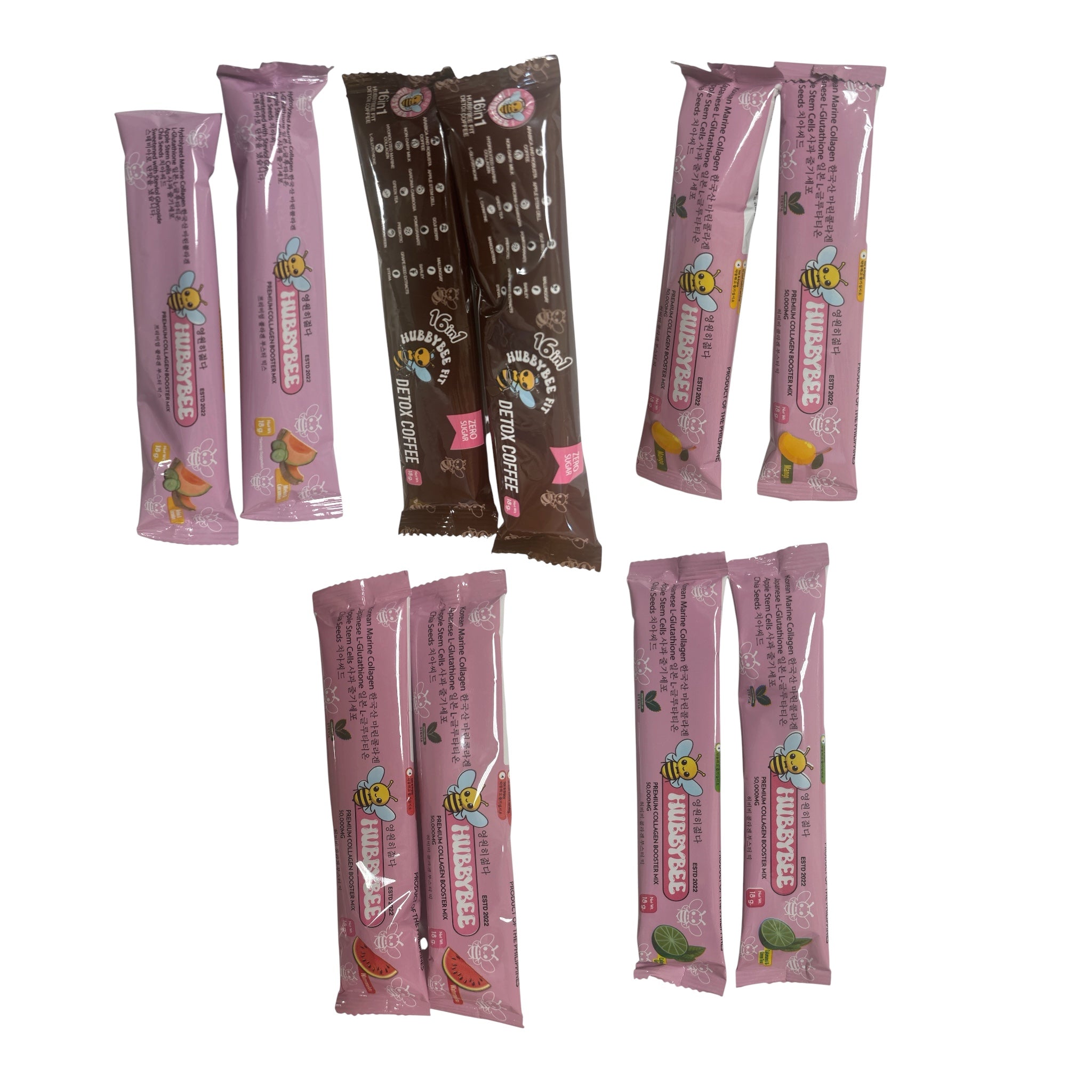 Hubby Bee Premium Collagen Booster Mix - 50,000 MG Korean Hydrolyzed Marine Collagen with Japanese L-Glutathione & Apple Stem Cells - 10 Sachets (18g Each) - YOU PICK A FLAVOR