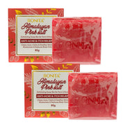2 Bars BONITA Himalayan Pink Salt Exfoliating Soap Bar – With Tranexamic Acid, Rice Ferment, Abalone Ferment, Bergamot & Orange Peel - 80g
