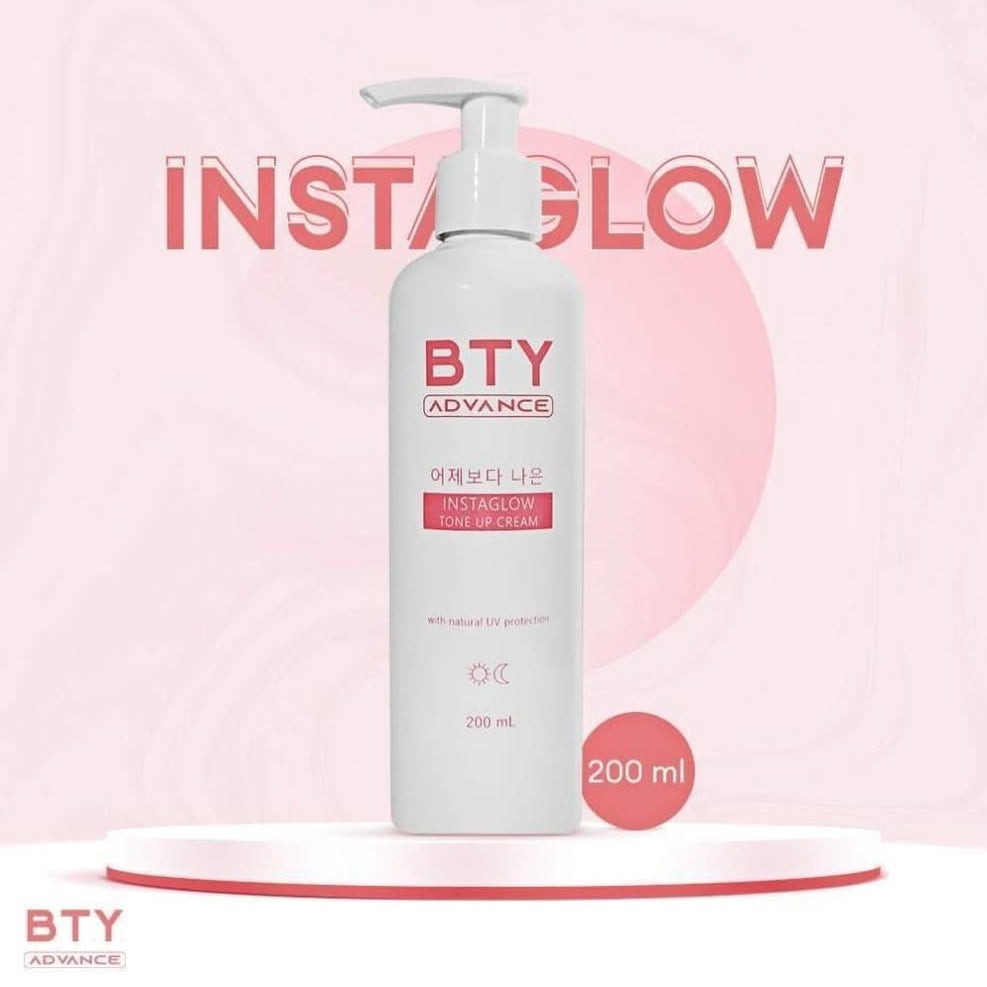 BTY Advance Instaglow Tone Up Cream 200mL daily moisturizer with niacinamide and hyaluronic acid Korean-inspired skincare formula