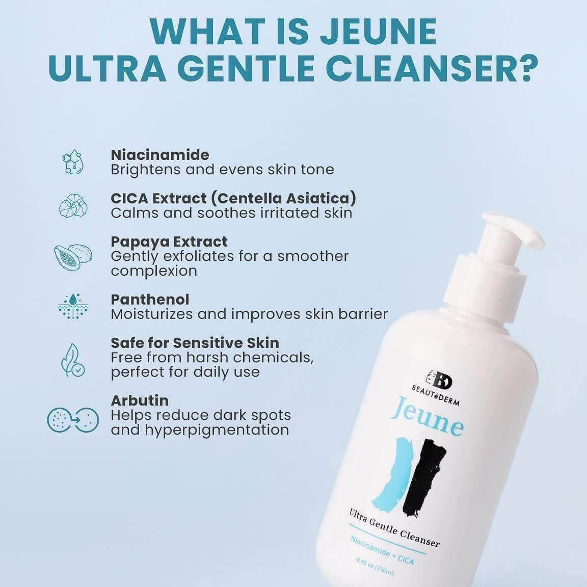 BeauteDerm Jeune Ultra Gentle Cleanser with niacinamide formula