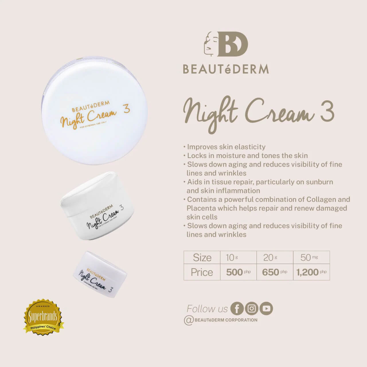 Beautederm Night #3 Cream lightweight moisturizing night cream