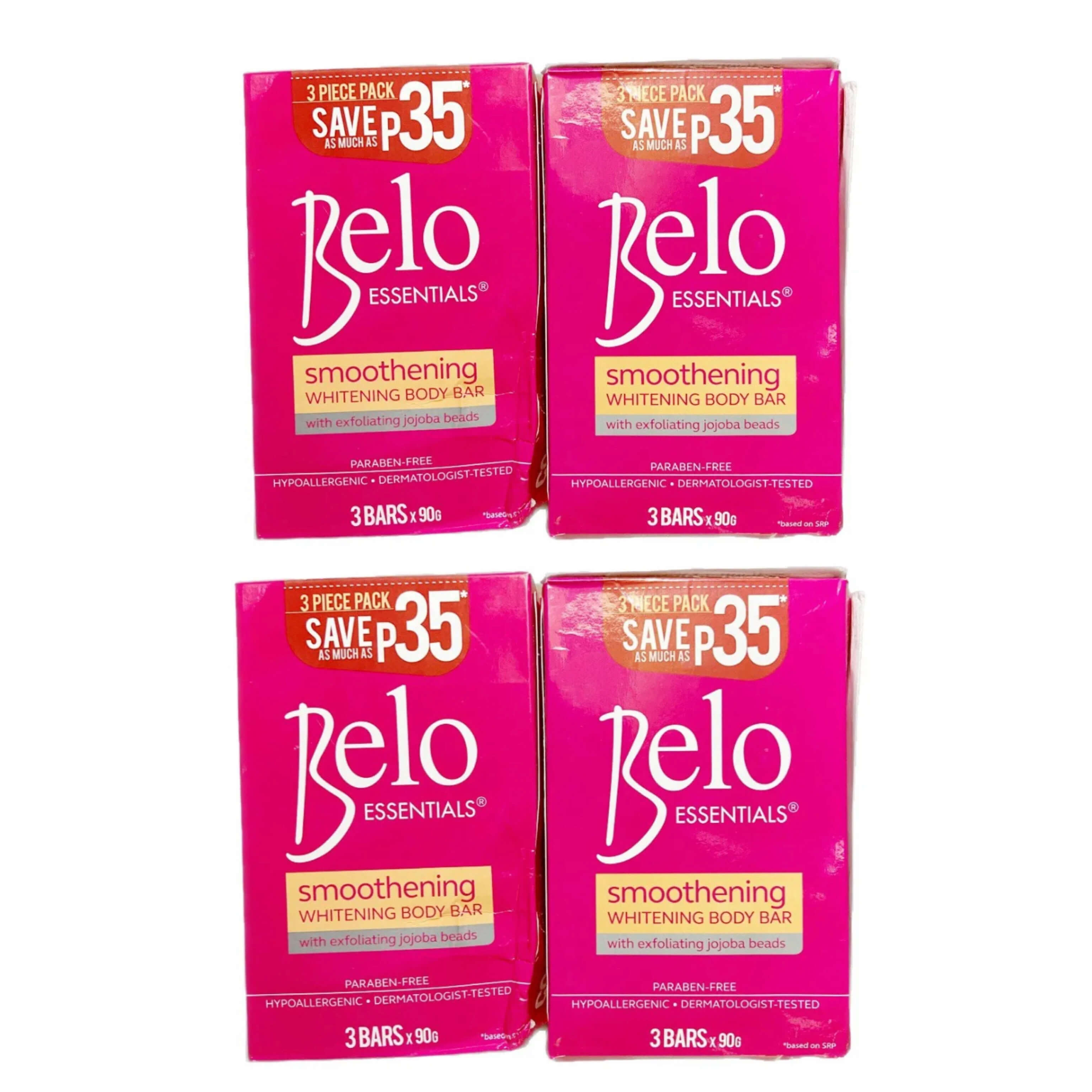 4 Packs BELO ESSENTIALS Smoothening  Body Bar Soap 90g