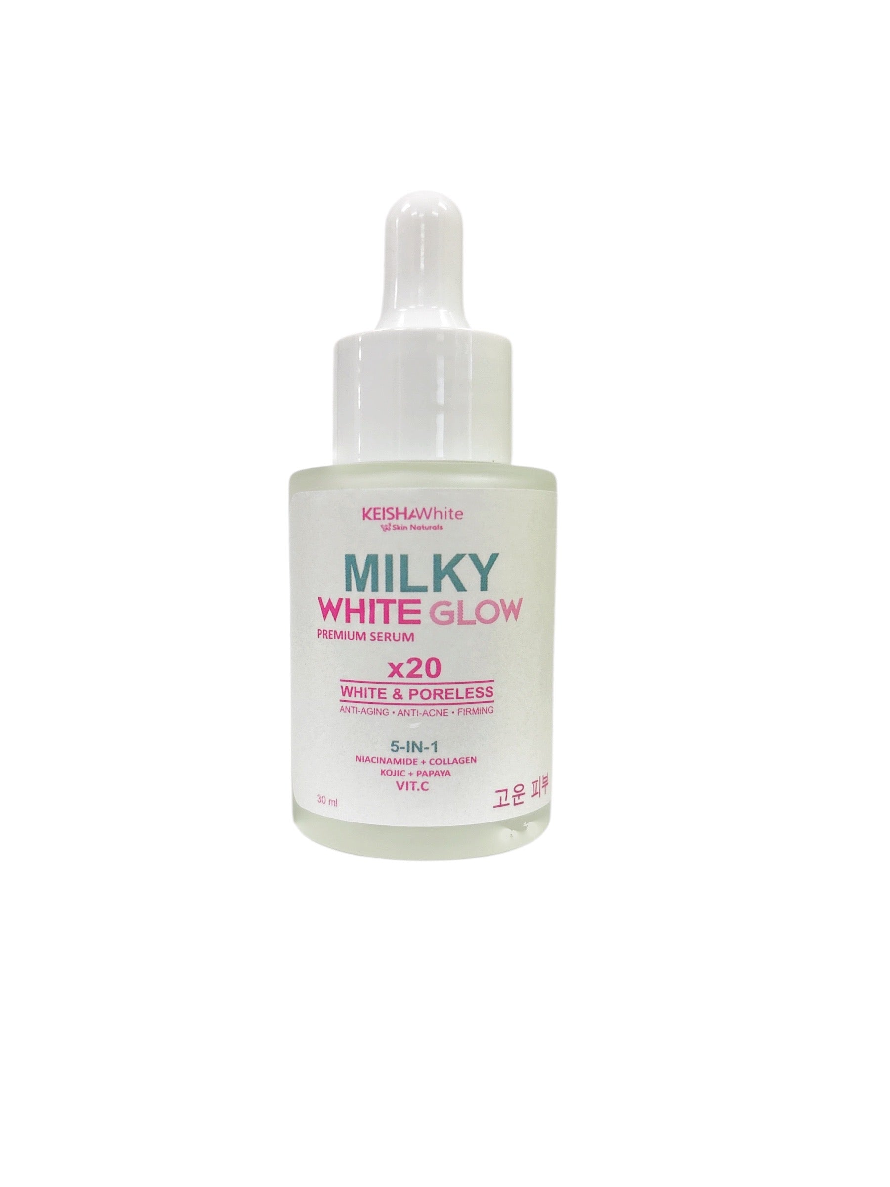 KEISHA White Skin Naturals Milky White Glow Premium Serum 30ml – Niacinamide + Collagen + Papaya + Vitamin C | 5-in-1 Hydrating, Pore-Refining & Firming Face Serum | Paraben-Free, Cruelty-Free