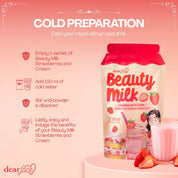 Dear Face Beauty Strawberries and Cream Collagen Drink, 10 Sachets x 18g