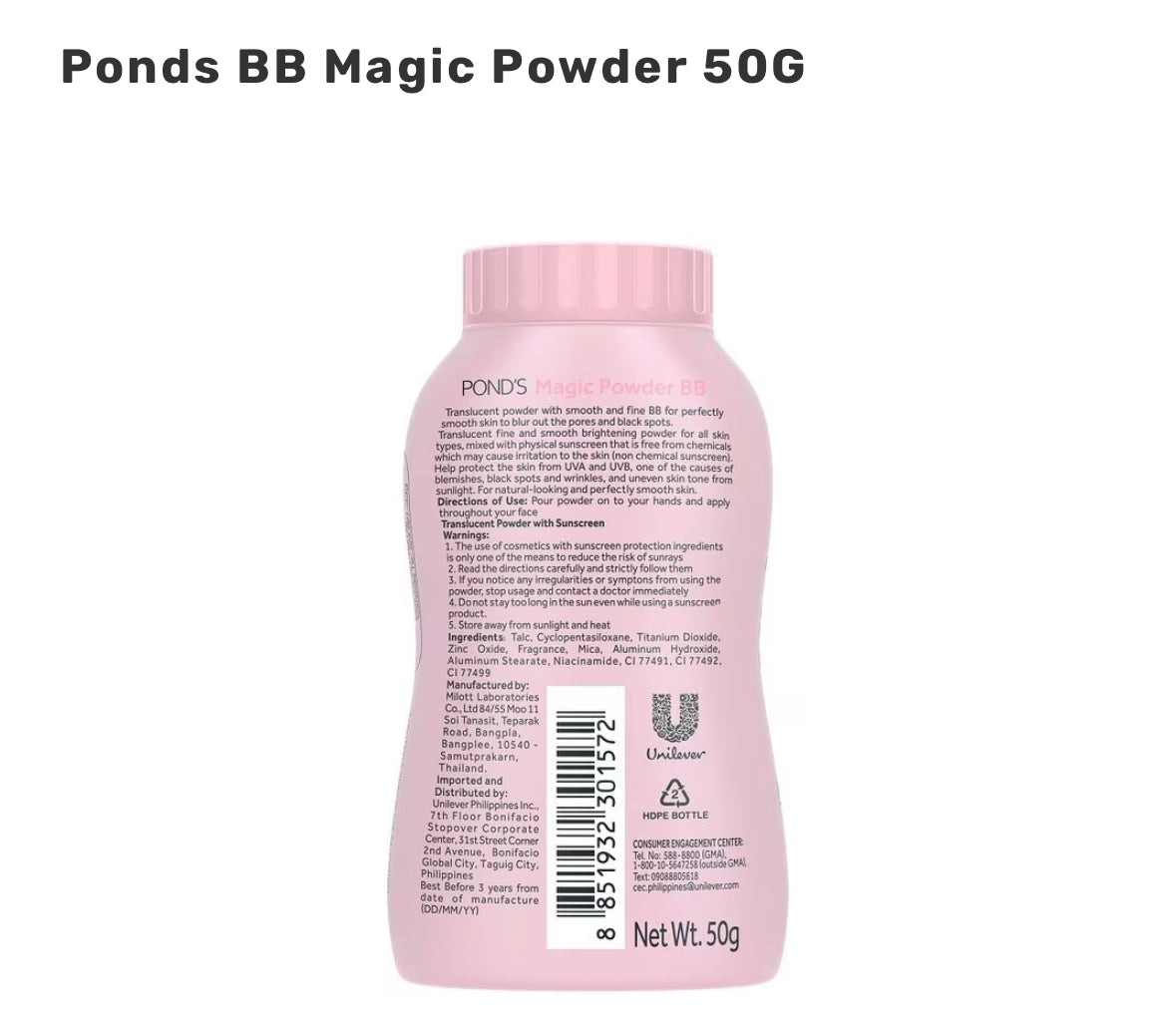 Pond's Magic BB Powder 50g – Ultra-Fine Translucent Powder for Smooth, Natural Finish | All Skin Types | Sunscreen Protection